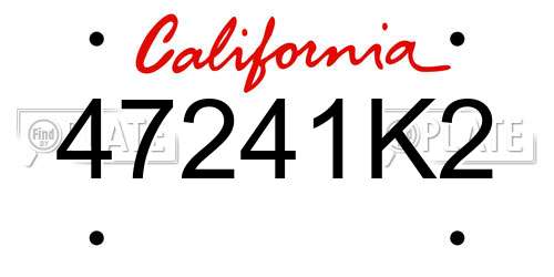 47241K2 California License Plate