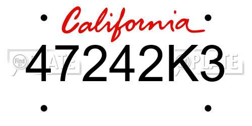 47242K3 California License Plate