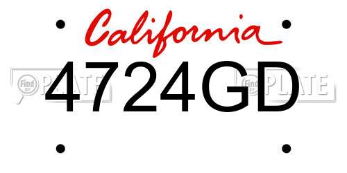 4724GD California License Plate