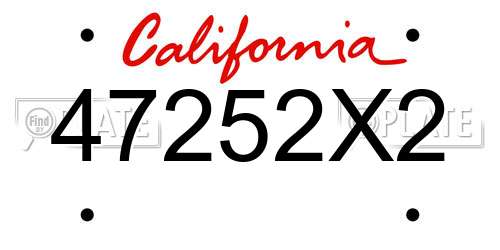 47252X2 California License Plate