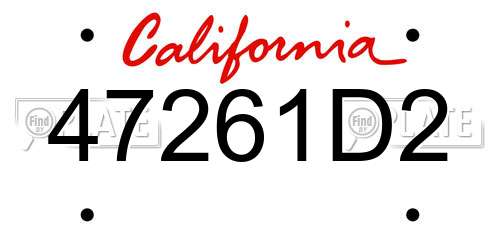 47261D2 California License Plate