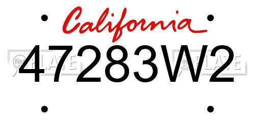 47283W2 California License Plate