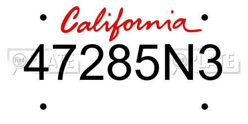 47285N3 California License Plate