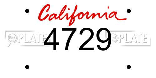 4729 California License Plate