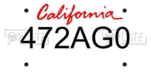 472AG0 California License Plate