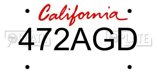 472AGD California License Plate