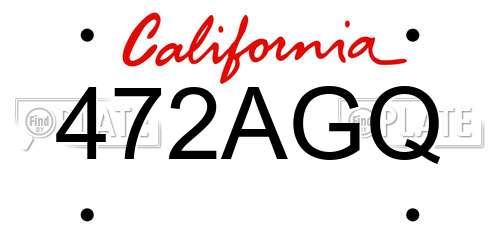 472AGQ California License Plate