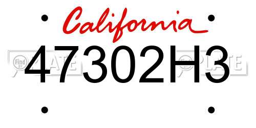 47302H3 California License Plate