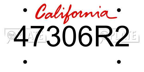 47306R2 California License Plate