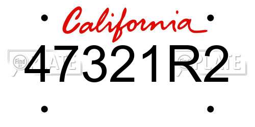 47321R2 California License Plate
