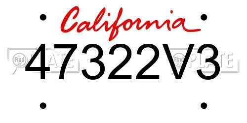 47322V3 California License Plate