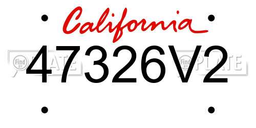 47326V2 California License Plate