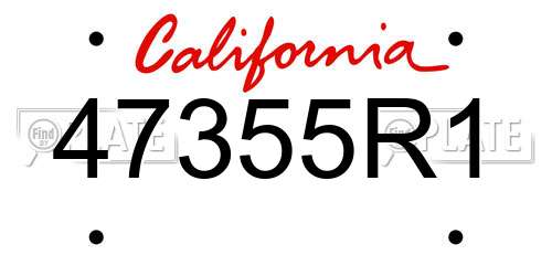 47355R1 California License Plate