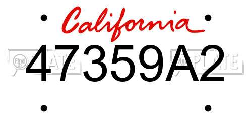 47359A2 California License Plate