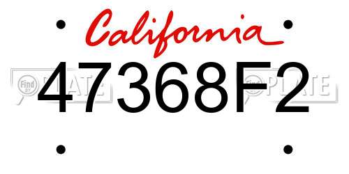 47368F2 California License Plate