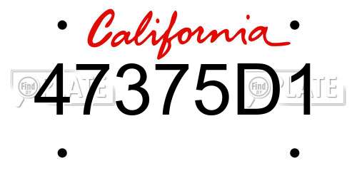 47375D1 California License Plate