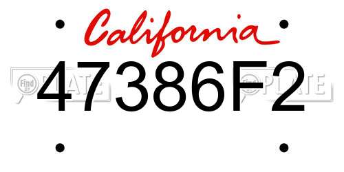47386F2 California License Plate