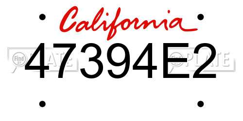 47394E2 California License Plate