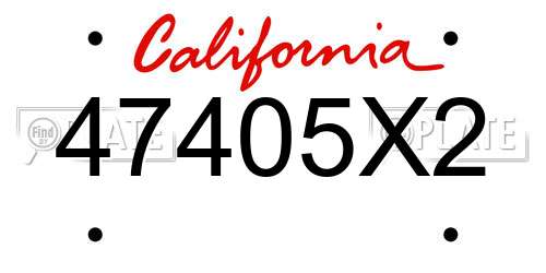 47405X2 California License Plate