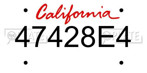 47428E4 California License Plate