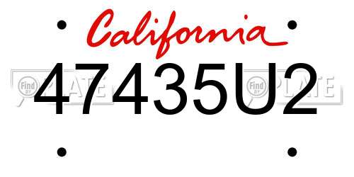 47435U2 California License Plate