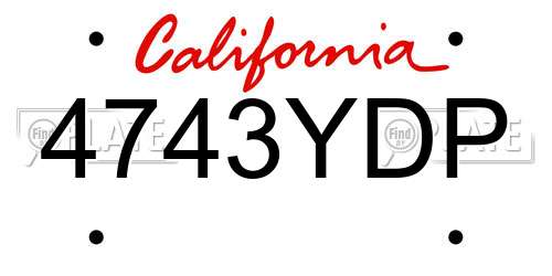 4743YDP California License Plate