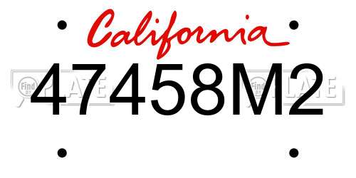 47458M2 California License Plate