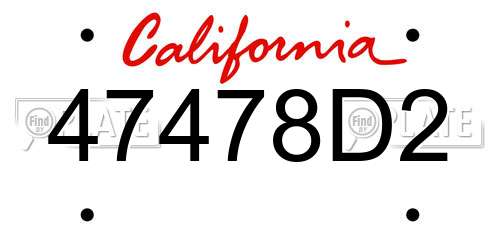 47478D2 California License Plate