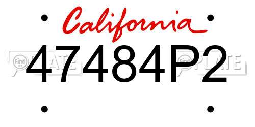 47484P2 California License Plate