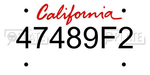 47489F2 California License Plate