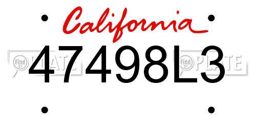 47498L3 California License Plate