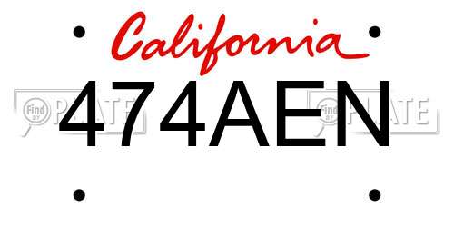 474AEN California License Plate