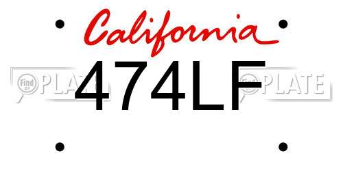 474LF California License Plate