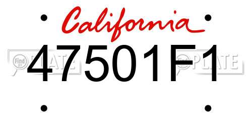47501F1 California License Plate
