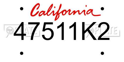 47511K2 California License Plate