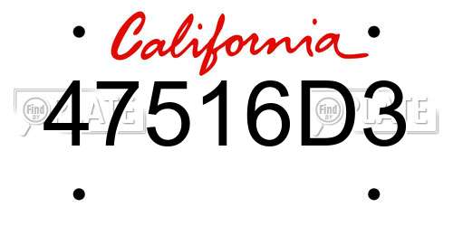 47516D3 California License Plate