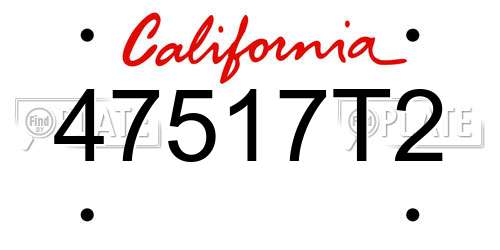 47517T2 California License Plate
