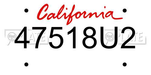 47518U2 California License Plate