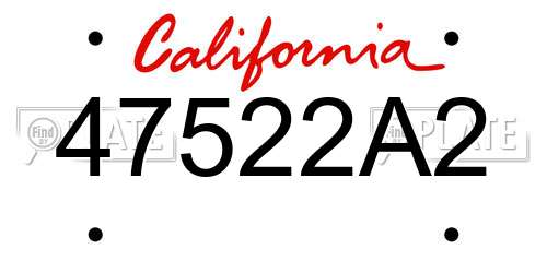 47522A2 California License Plate