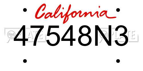 47548N3 California License Plate