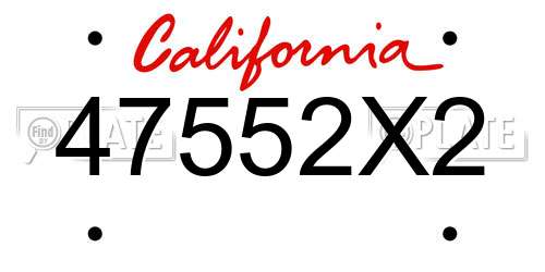 47552X2 California License Plate