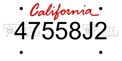 47558J2 California License Plate