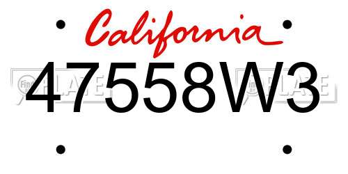 47558W3 California License Plate