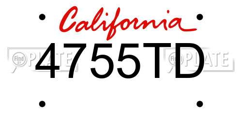 4755TD California License Plate