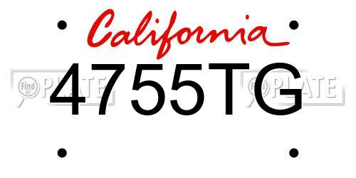 4755TG California License Plate