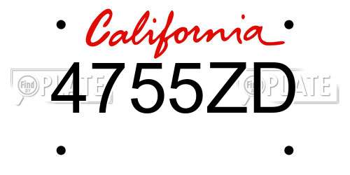 4755ZD California License Plate