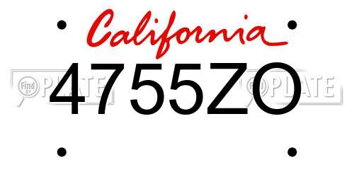 4755ZO California License Plate