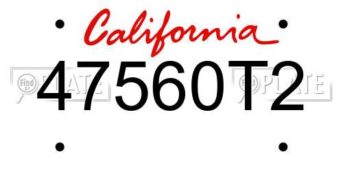 47560T2 California License Plate