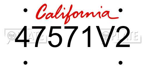 47571V2 California License Plate