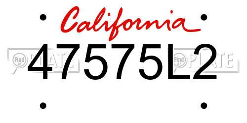47575L2 California License Plate